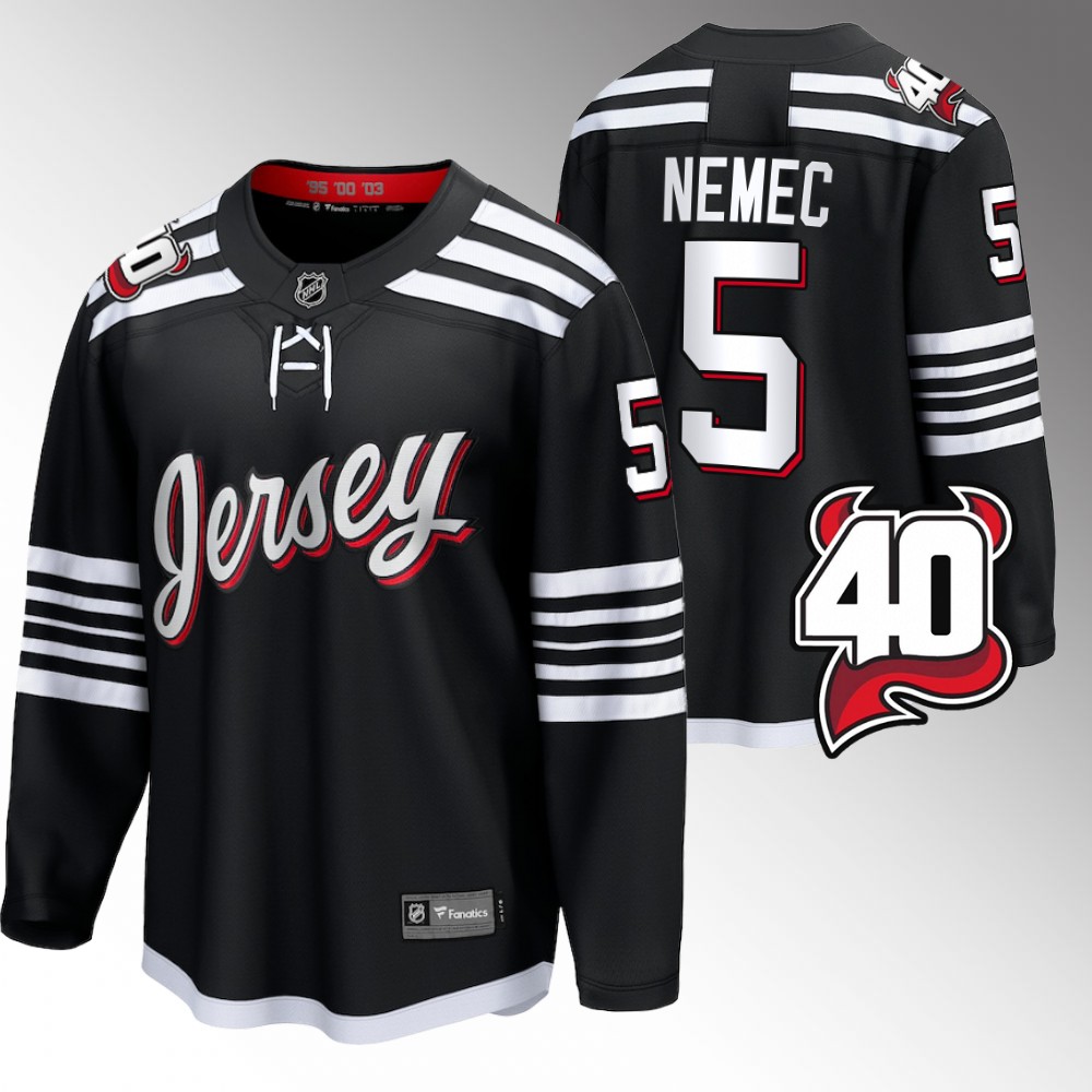 Devils Simon Nemec Jersey Alternate Black 40th Anniversary Men