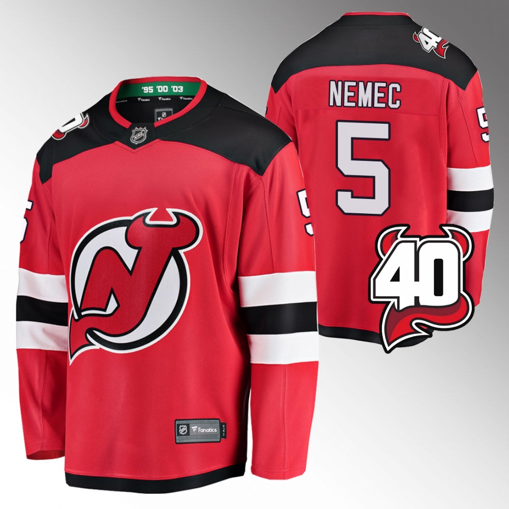 Devils Simon Nemec Jersey Home Red 40th Anniversary Men