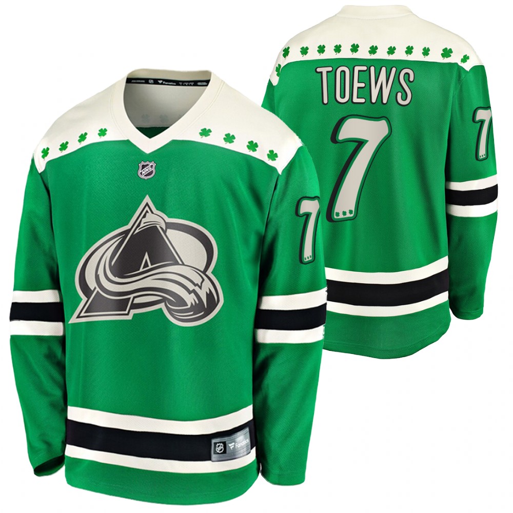 Devon Toews Avalanche 2021 St Patricks Day Green #7 Jersey
