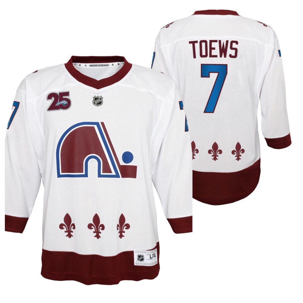 Devon Toews Colorado Avalanche 2021 Reverse Retro White Youth Jersey 25th special Edition
