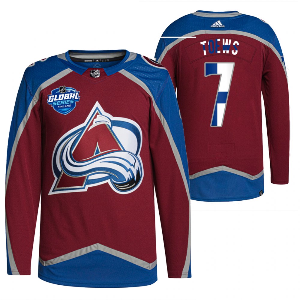 Devon Toews Colorado Avalanche Burgundy 2022 NHL Global Series Finland Edition Jersey