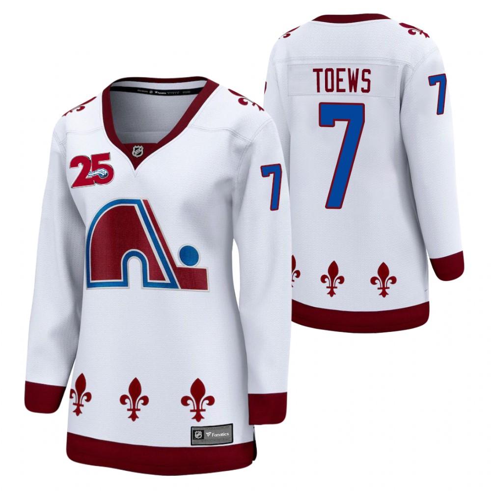 Devon Toews Colorado Avalanche Reverse Retro White Women's Jersey 25th Anniversary