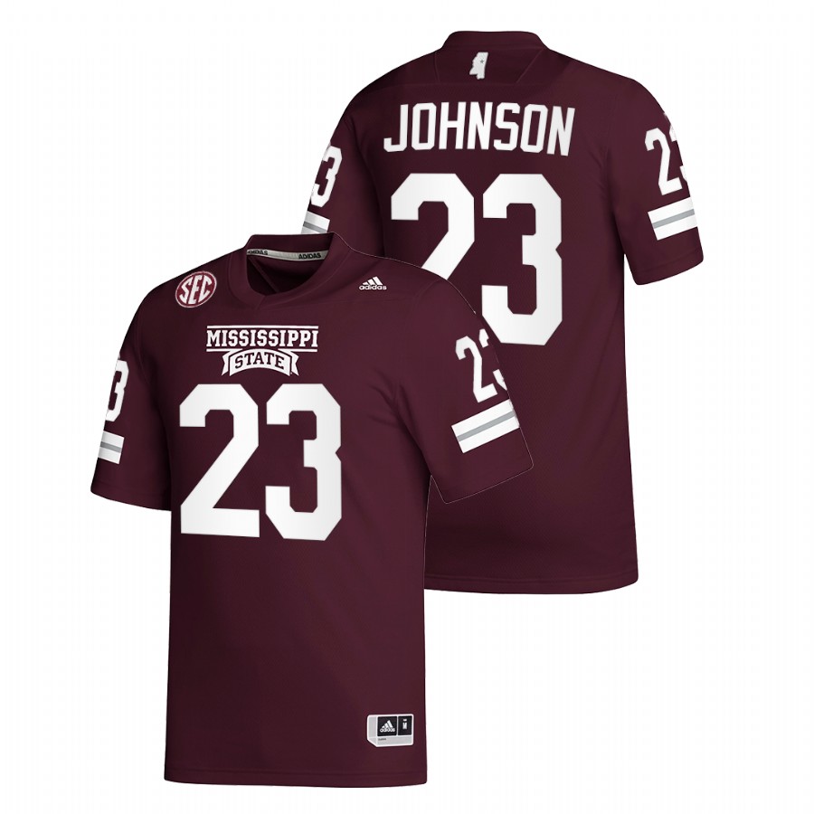 Dillon Johnson Mississippi State Bulldogs Maroon 2021-22 College Football Replica Jersey