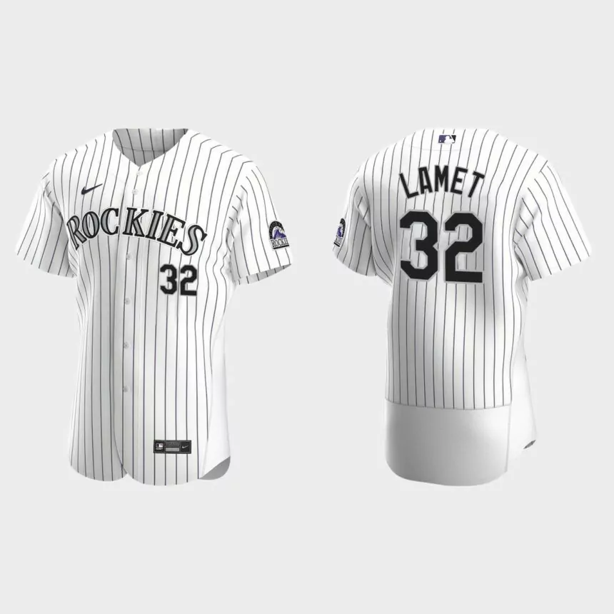 Dinelson Lamet Colorado Rockies Authentic Home Jersey – White Purple