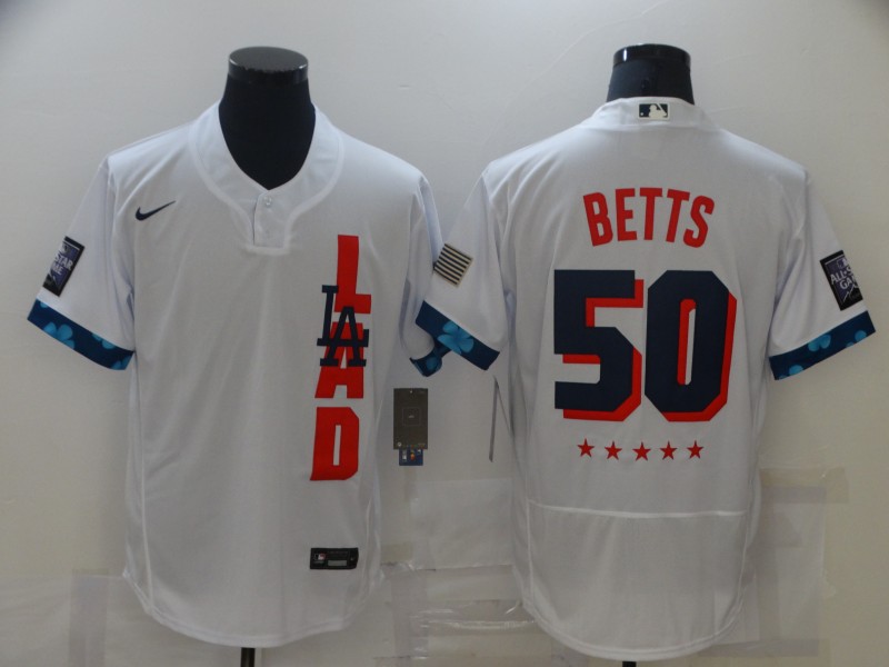 Dodgers 50 Mookie Betts White Nike 2021 MLB All-Star Flexbase Jersey