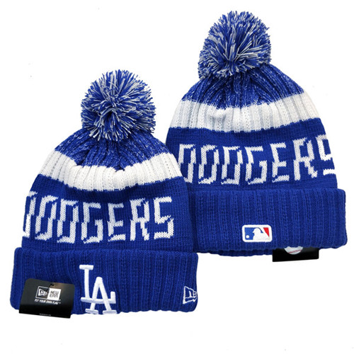 Dodgers Team Logo Blue Pom Knit Hat YD