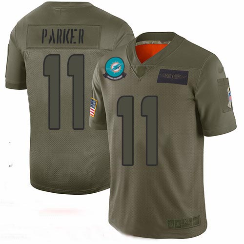 Dolphins #11 DeVante Parker Camo Men's Stitched Football Limited 2019 Salute To Service Jersey
