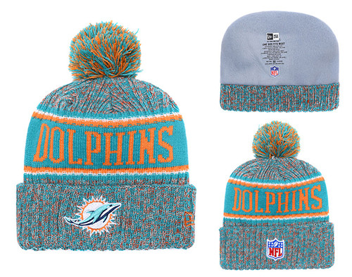 Dolphins Fresh Logo Aqua Pom Knit Hat YD