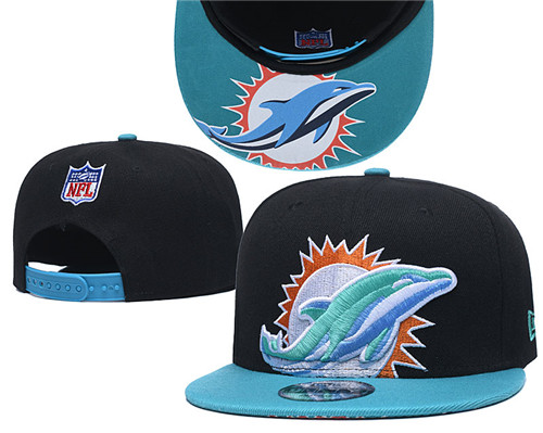 Dolphins Team Logo Black Blue Adjustable Hat GS