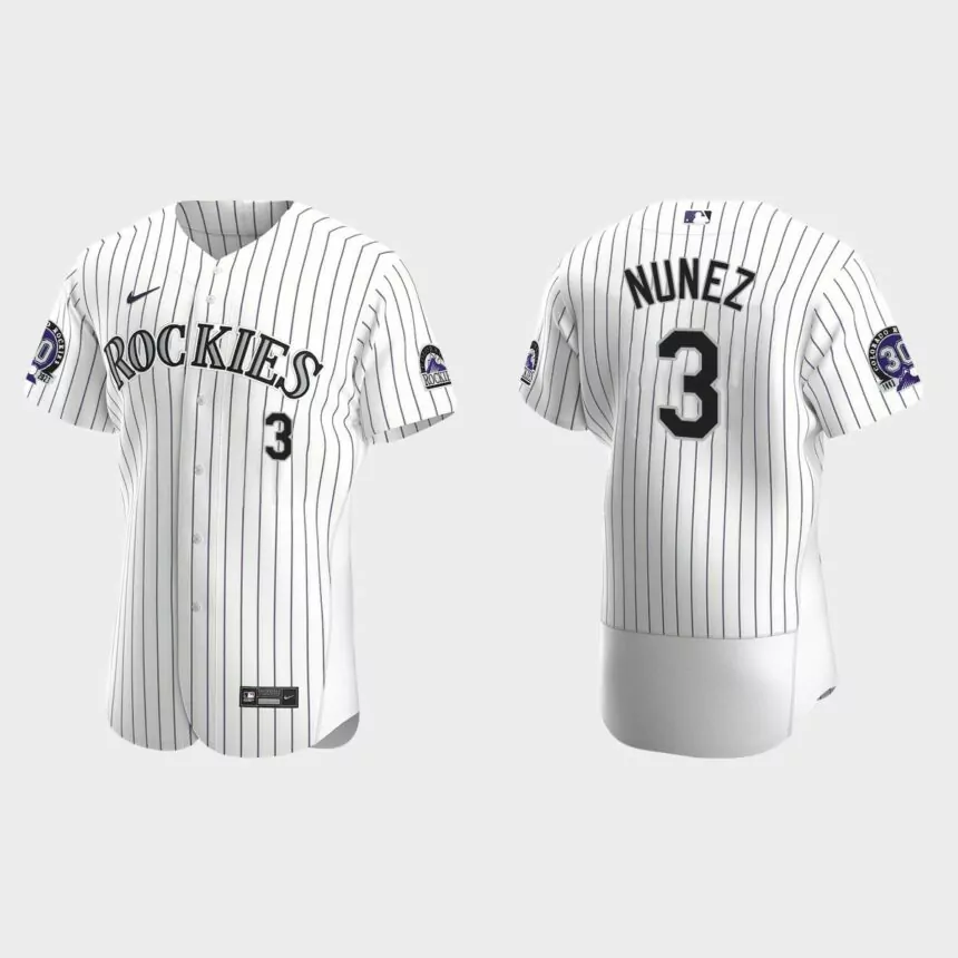 Dom Nunez Colorado Rockies 30th Anniversary Authentic Jersey – White Purple