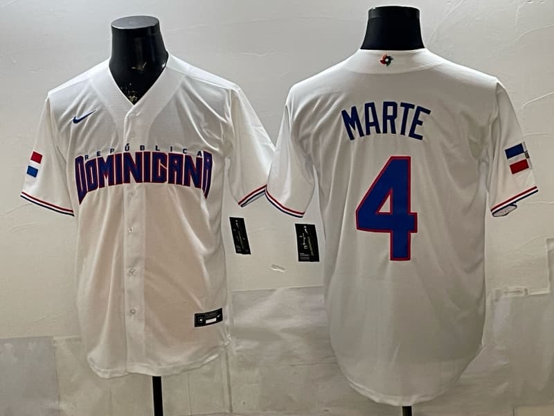Dominican Republic Baseball Nike 2026 World Baseball Classic Home  Stadium Jersey - White 4 marte