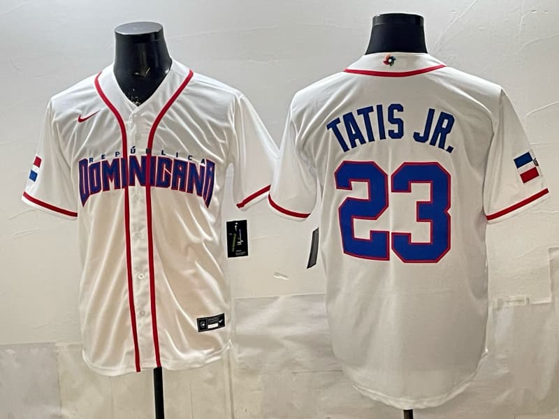 Dominican Republic Baseball Nike 2026 World Baseball Classic Road  Stadium Jersey 23 TATIS JR.