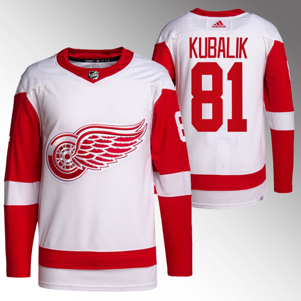 Dominik Kubalik Detroit Red Wings White Primegreen Authentic Away Jersey