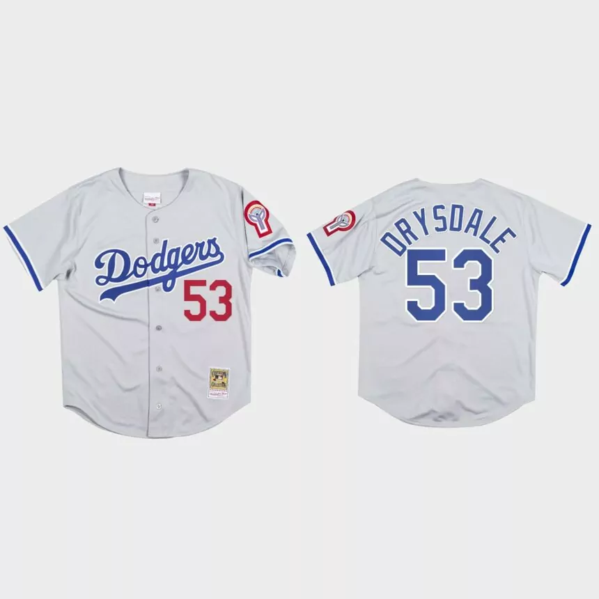 Don Drysdale #53 Los Angeles Dodgers Mitchell & Ness 1981 Authentic Jersey – Gray