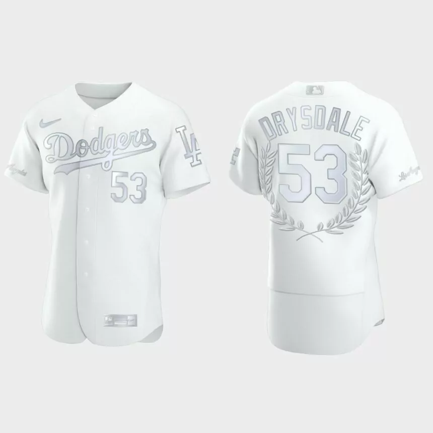 Don Drysdale #53 Los Angeles Dodgers Retirement Awards Collection Jersey – White