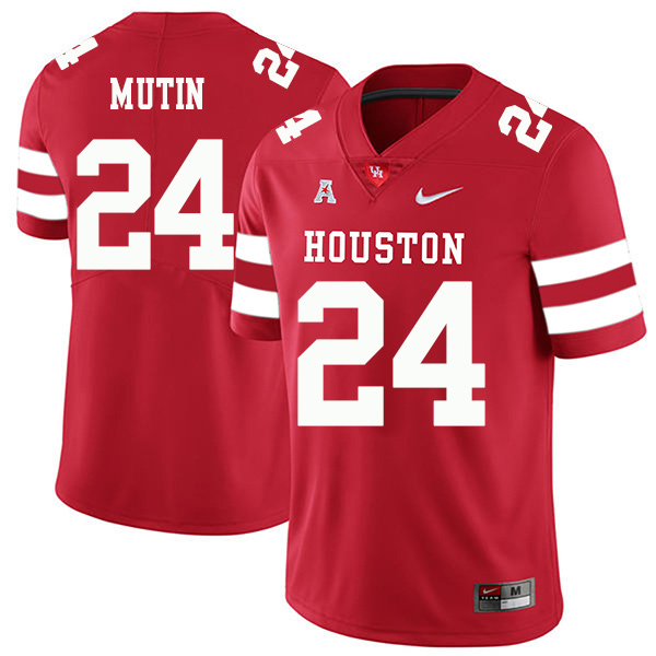 Donavan Mutin Houston Cougars Men's Jersey - #24 NCAA Red Stitched Authentic