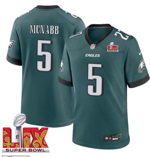 Donovan Mcnabb No 5 Men Super Bowl LIX Philadelphia Eagles Home Game 2025 Jersey- Replica