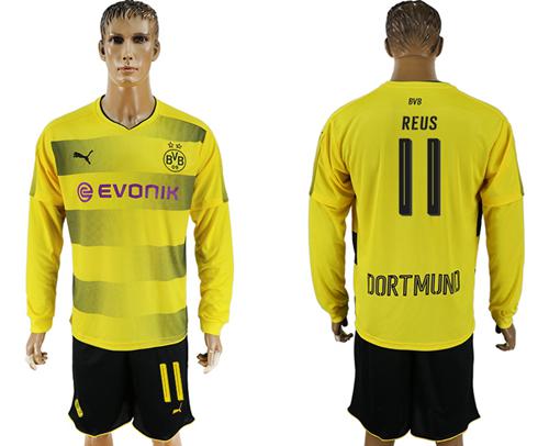 Dortmund #11 Reus Home Long Sleeves Soccer Club Jersey