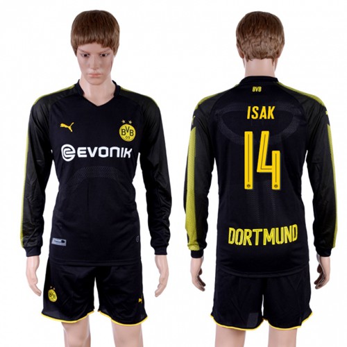 Dortmund #14 Isak Away Long Sleeves Soccer Club Jersey