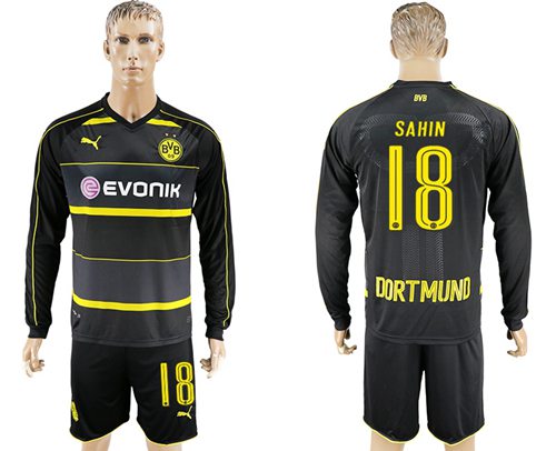 Dortmund #18 Sahin Away Long Sleeves Soccer Club Jersey