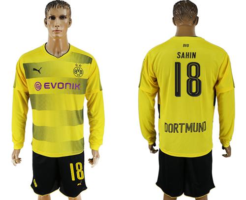 Dortmund #18 Sahin Home Long Sleeves Soccer Club Jersey