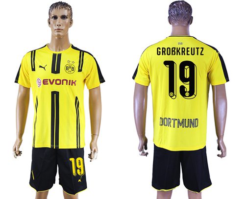 Dortmund #19 Grobkreutz Home Soccer Club Jersey