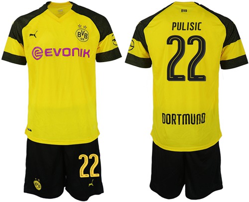 Dortmund #22 Pulisic Home Soccer Club Jersey