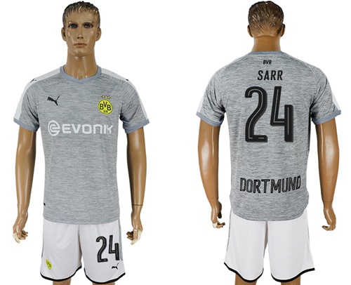 Dortmund #24 Sarr Grey Soccer Club Jersey