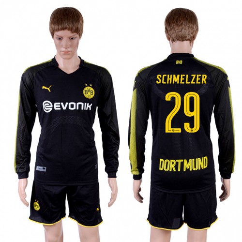 Dortmund #29 Schmelzer Away Long Sleeves Soccer Club Jersey