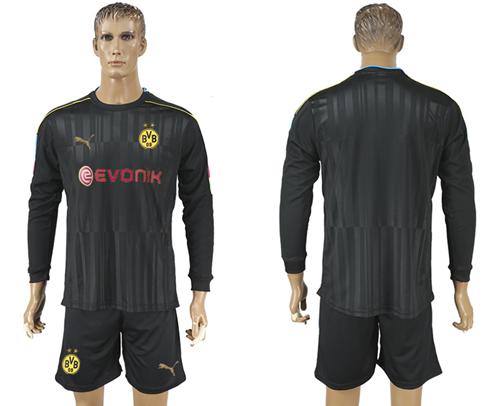 Dortmund Blank Black Goalkeeper Long Sleeves Soccer Club Jersey