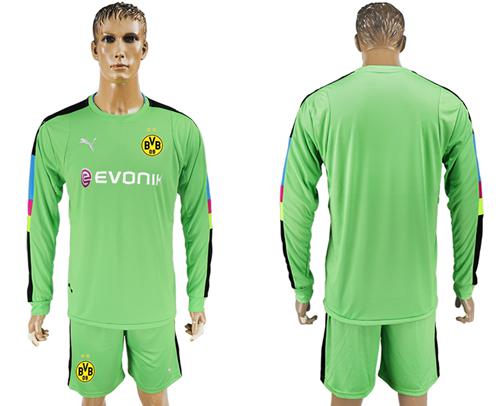Dortmund Blank Green Goalkeeper Long Sleeves Soccer Club Jersey