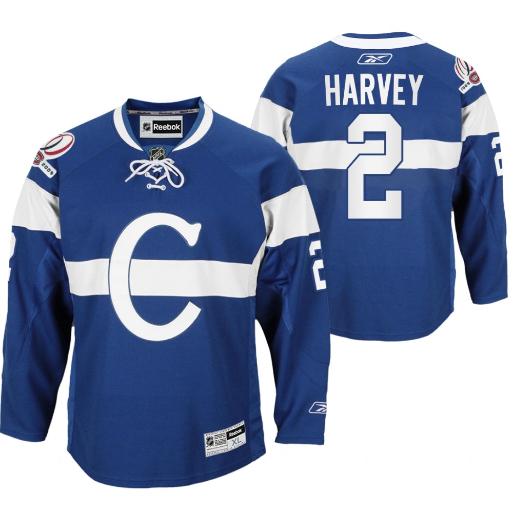 Doug Harvey Montreal Canadiens 100th Anniversary Celebration Blue Throwback Jersey