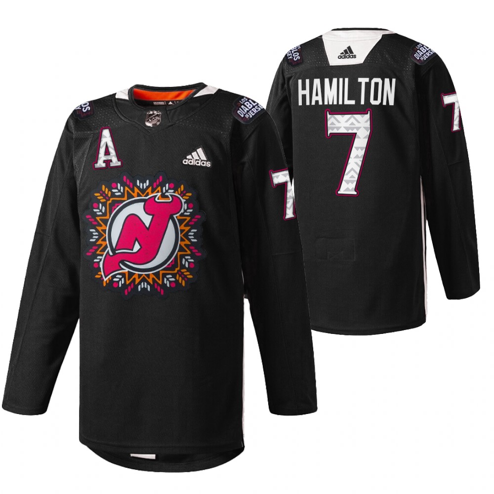 Dougie Hamilton Devils 2022 Hispanic Heritage Night Jersey Black Warm-Up