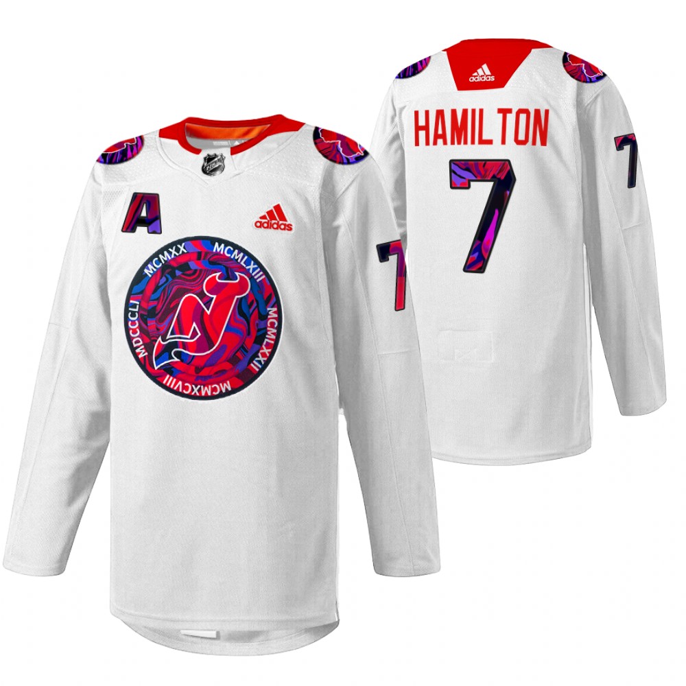 Dougie Hamilton Devils Gender Equality Night Jersey White Warm-up