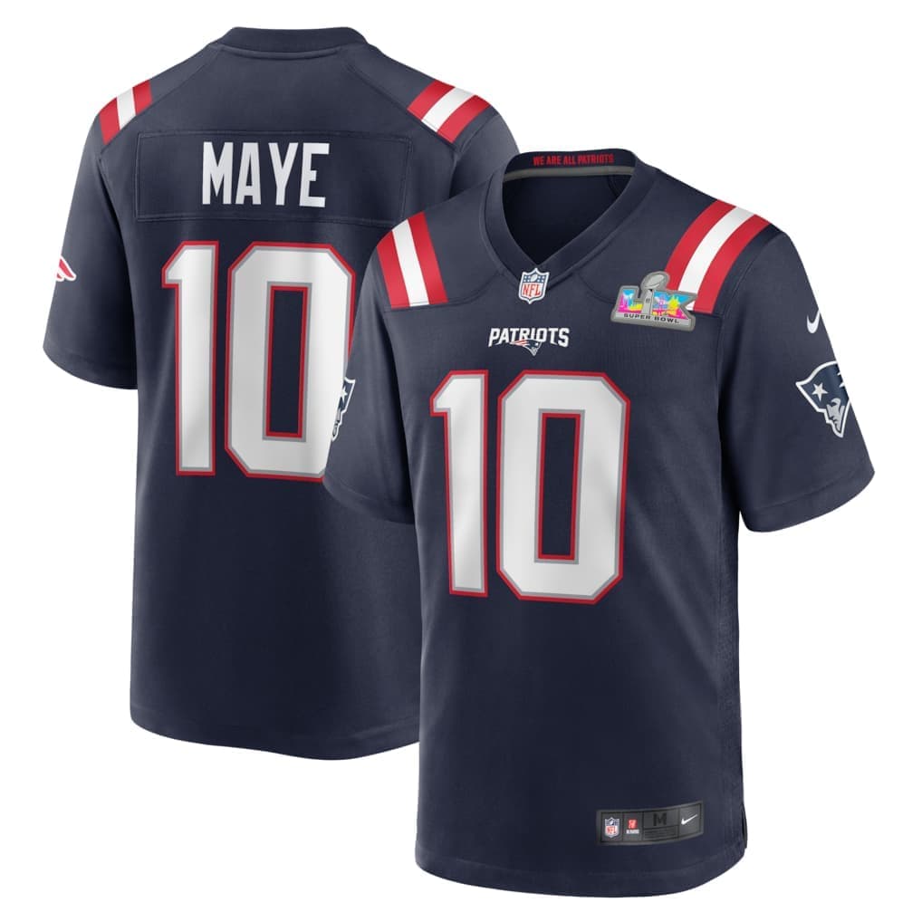 Drake Maye New England Patriots Nike Super Bowl LX Patch Game Jersey - Navy