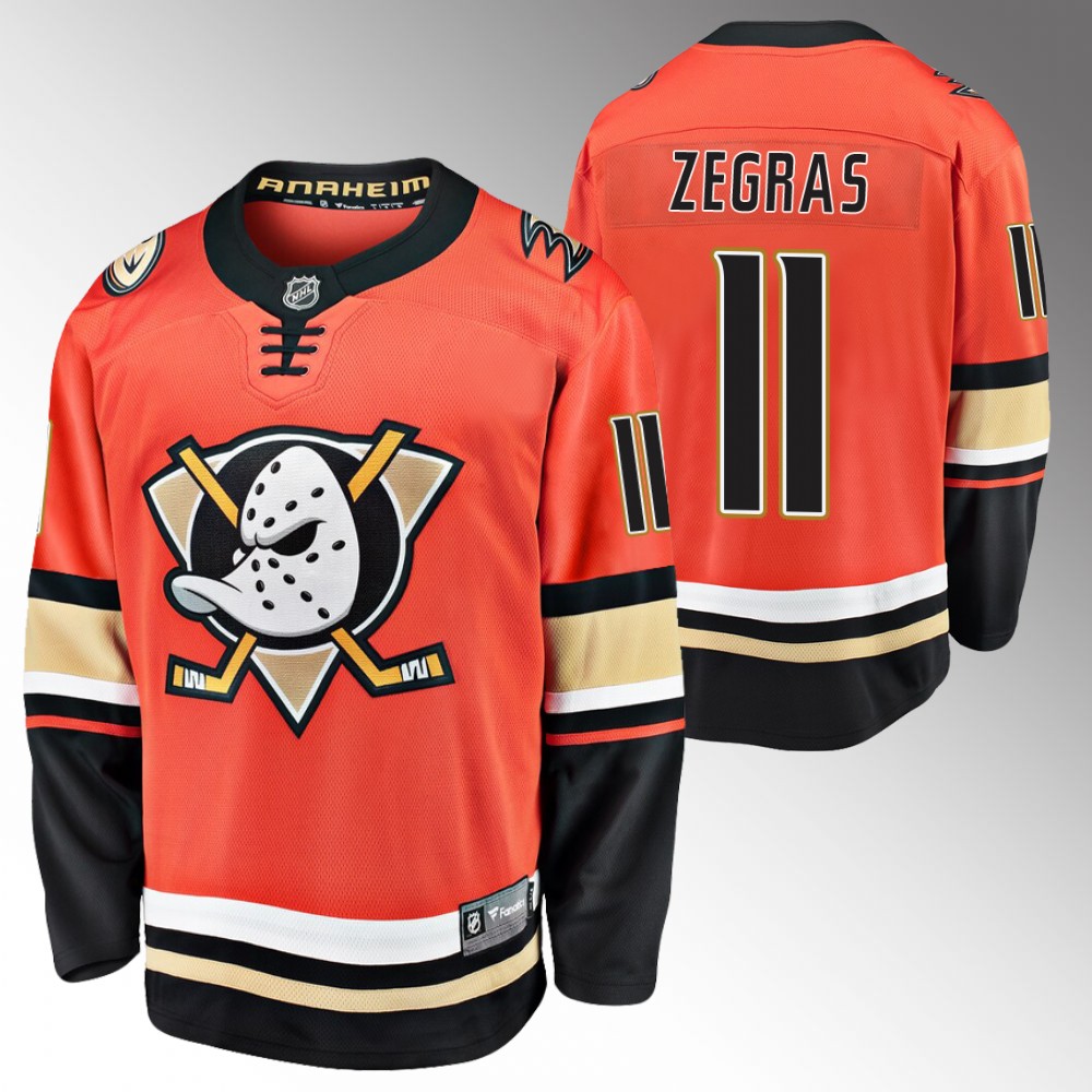 Ducks #11 Trevor Zegras Orange Alternate Jersey