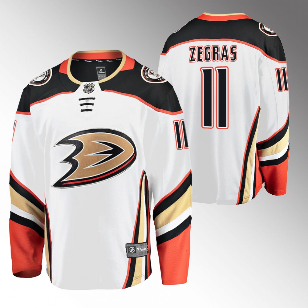 Ducks #11 Trevor Zegras White Away Jersey