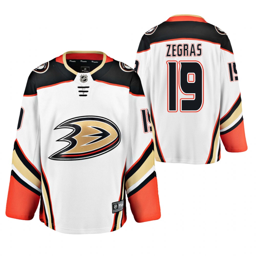 Ducks #19 Trevor Zegras White Away Jersey