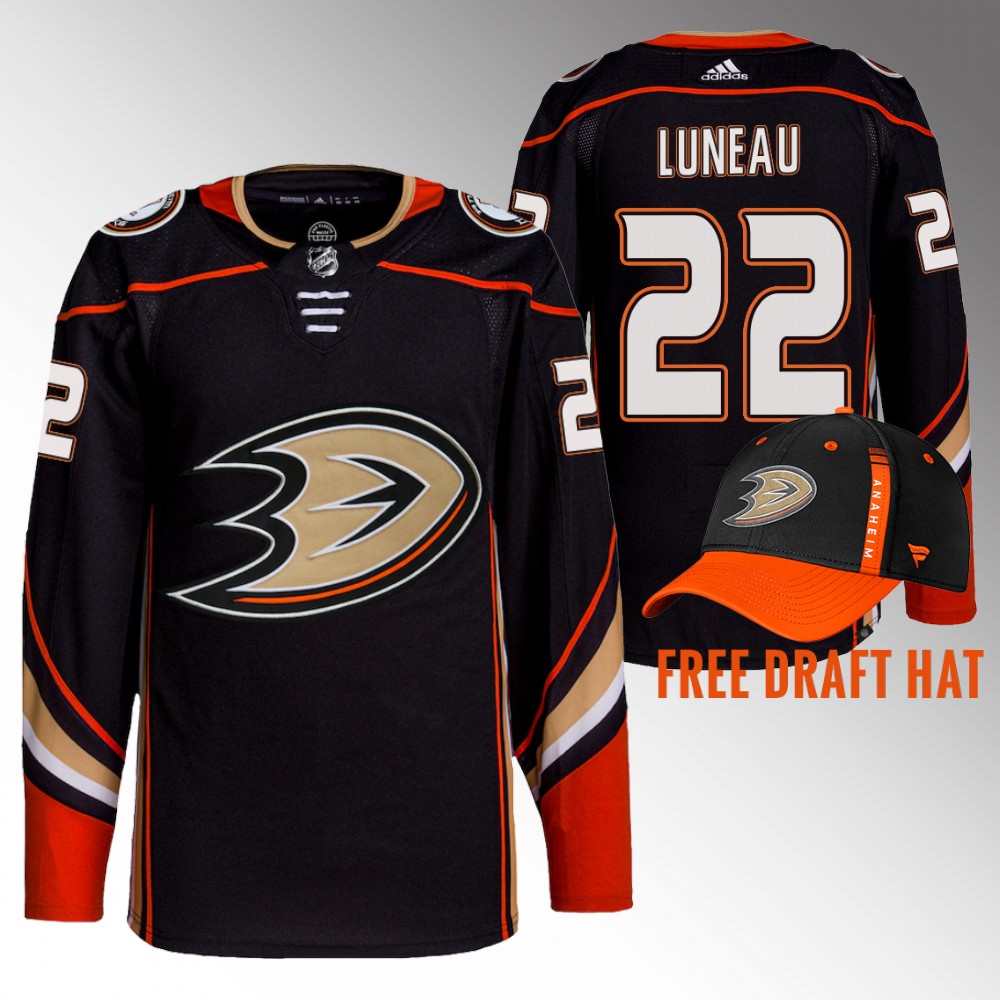 Ducks 2022 NHL Draft Tristan Luneau Black Jersey Authentic Primegreen Home