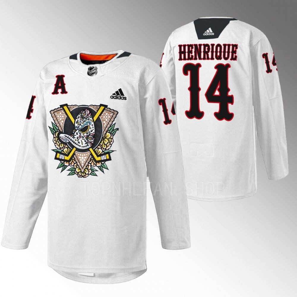 Ducks Adam Henrique 2022 Dia de Muertos Night White Warmup Jersey