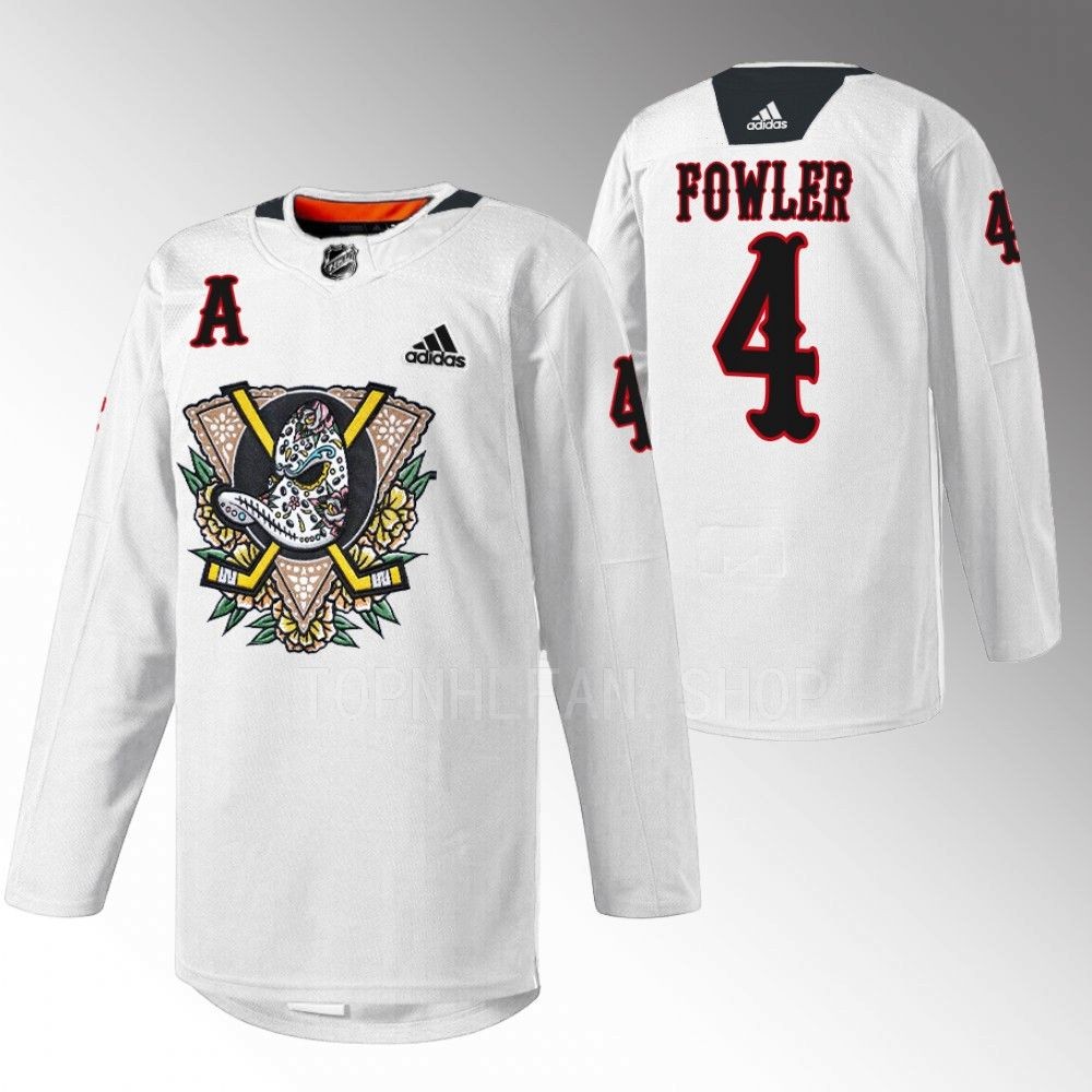 Ducks Cam Fowler 2022 Dia de Muertos Night White Warmup Jersey
