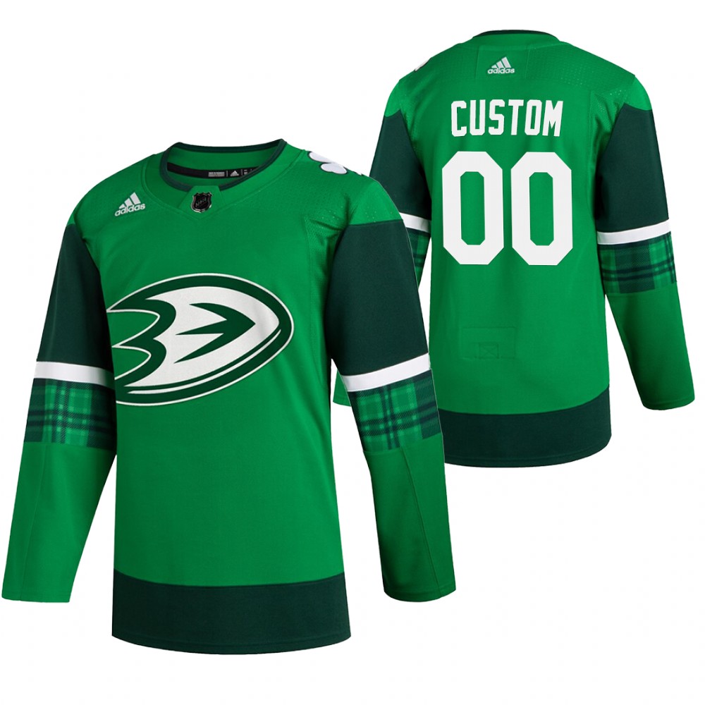 Ducks Custom 2020 St. Patrick's Day Green #00 Jersey