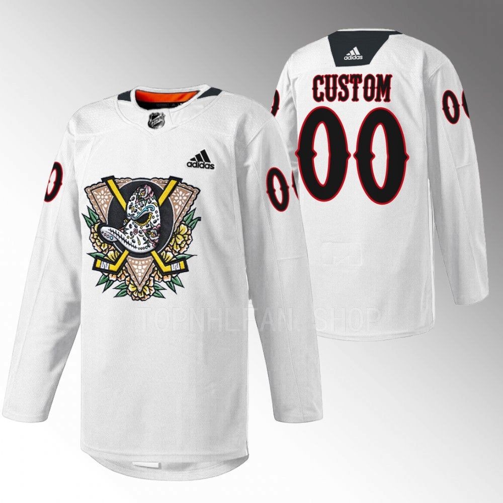 Ducks Custom 2022 Dia de Muertos Night White Warmup Jersey