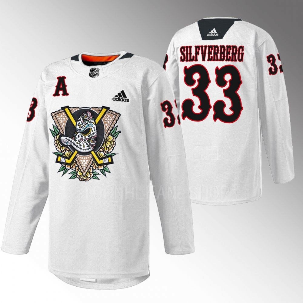 Ducks Jakob Silfverberg 2022 Dia de Muertos Night White Warmup Jersey