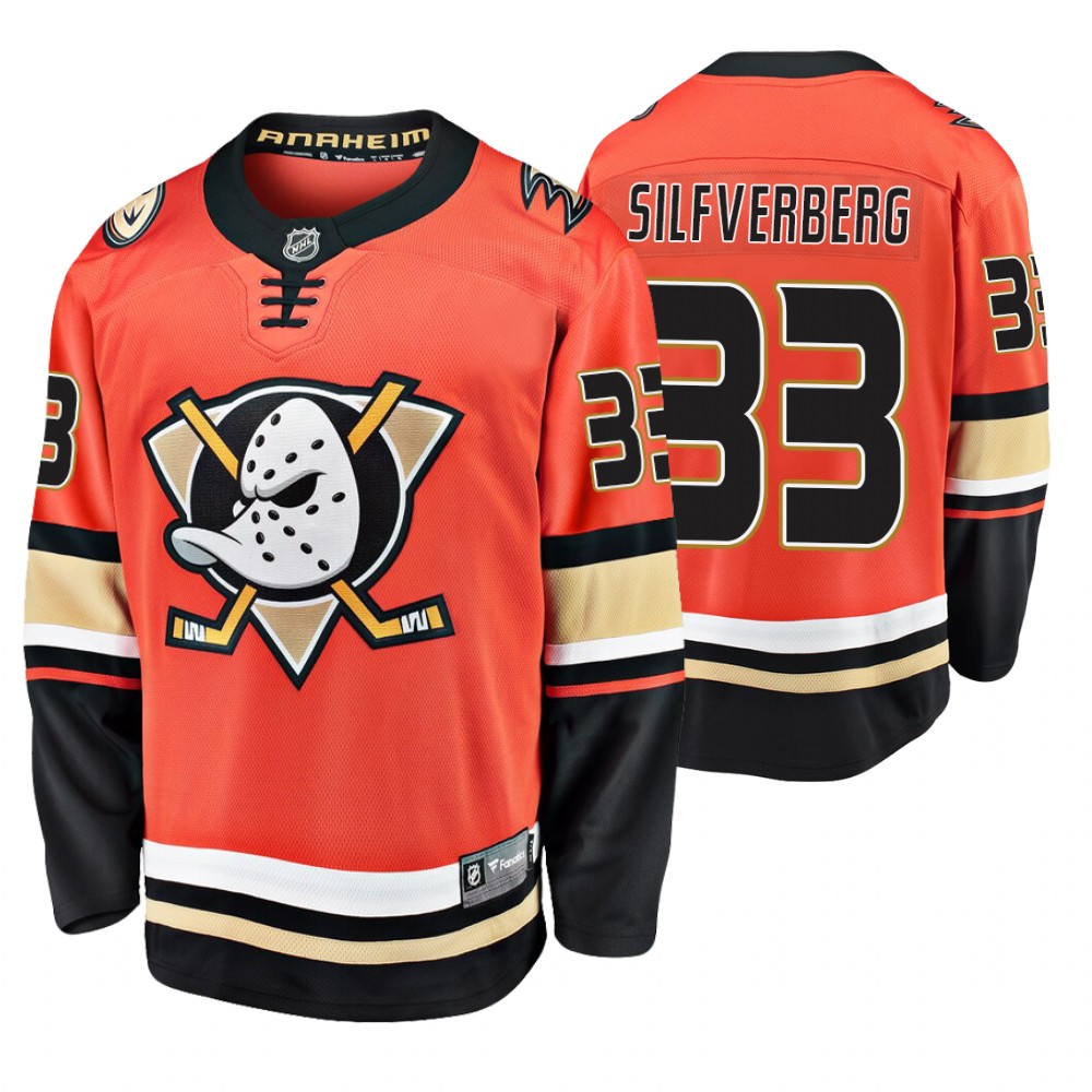 Ducks Jakob Silfverberg Orange Alternate Premier Breakaway Jersey