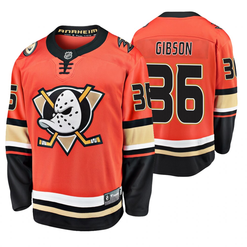 Ducks John Gibson Orange Alternate Premier Breakaway Jersey