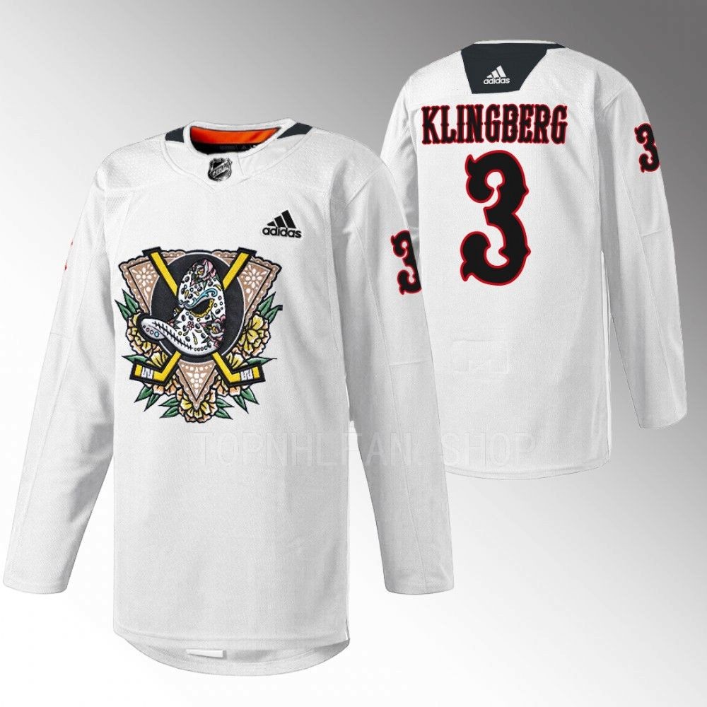 Ducks John Klingberg 2022 Dia de Muertos Night White Warmup Jersey