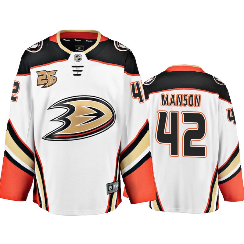 Ducks Josh Manson White Away 25th Anniversary Jersey