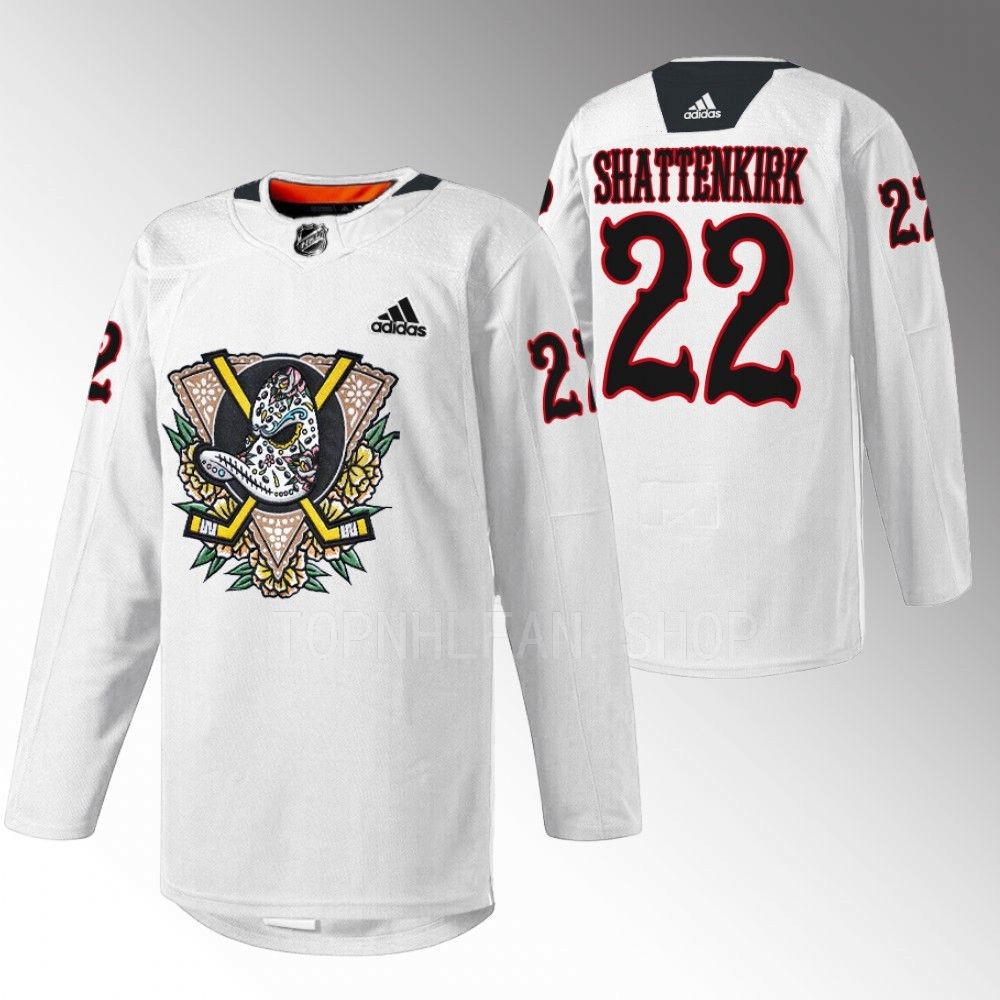 Ducks Kevin Shattenkirk 2022 Dia de Muertos Night White Warmup Jersey