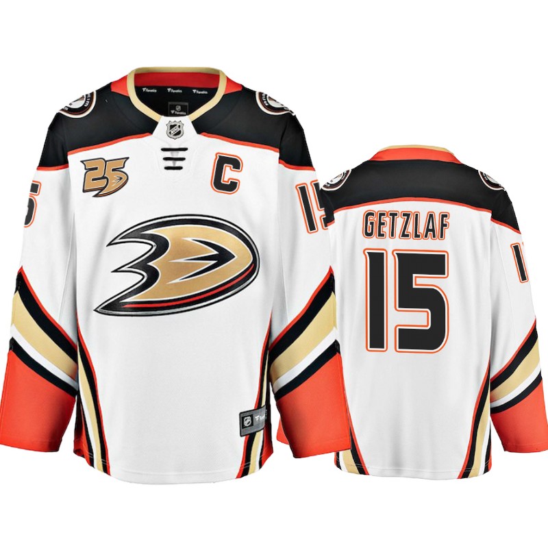 Ducks Ryan Getzlaf White Away 25th Anniversary Jersey